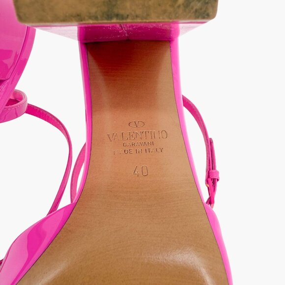 Valentino Garavani One Stud Pumps Pink Patent Leather Block Heel Size 40 US 10 - Picture 14 of 15